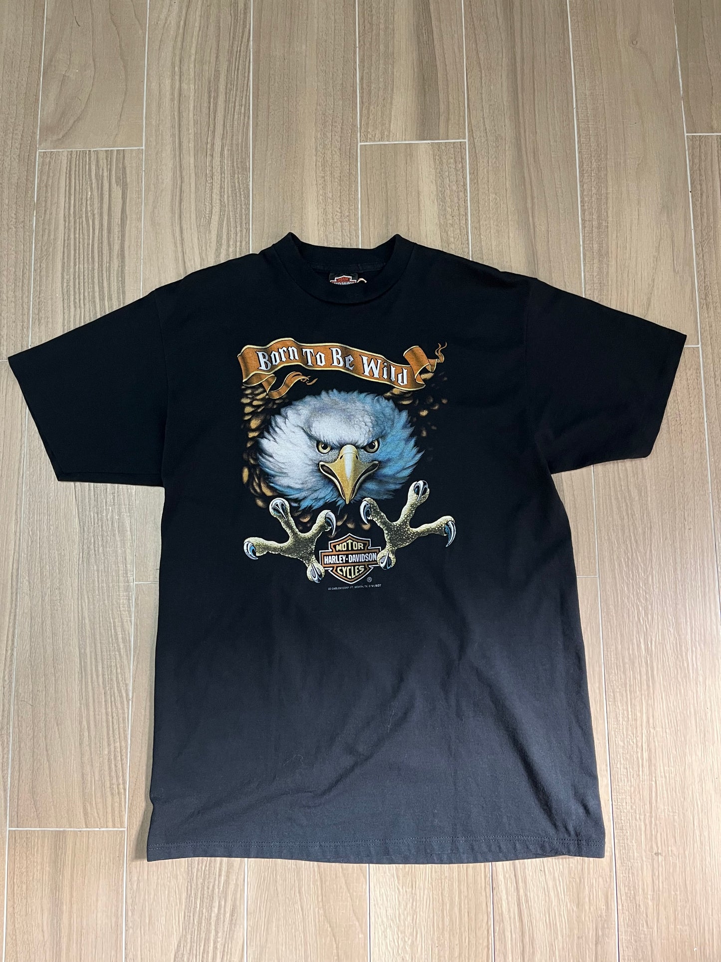 Harley Davidson Eagle 3D Emblem 1991 Vintage T-Shirt