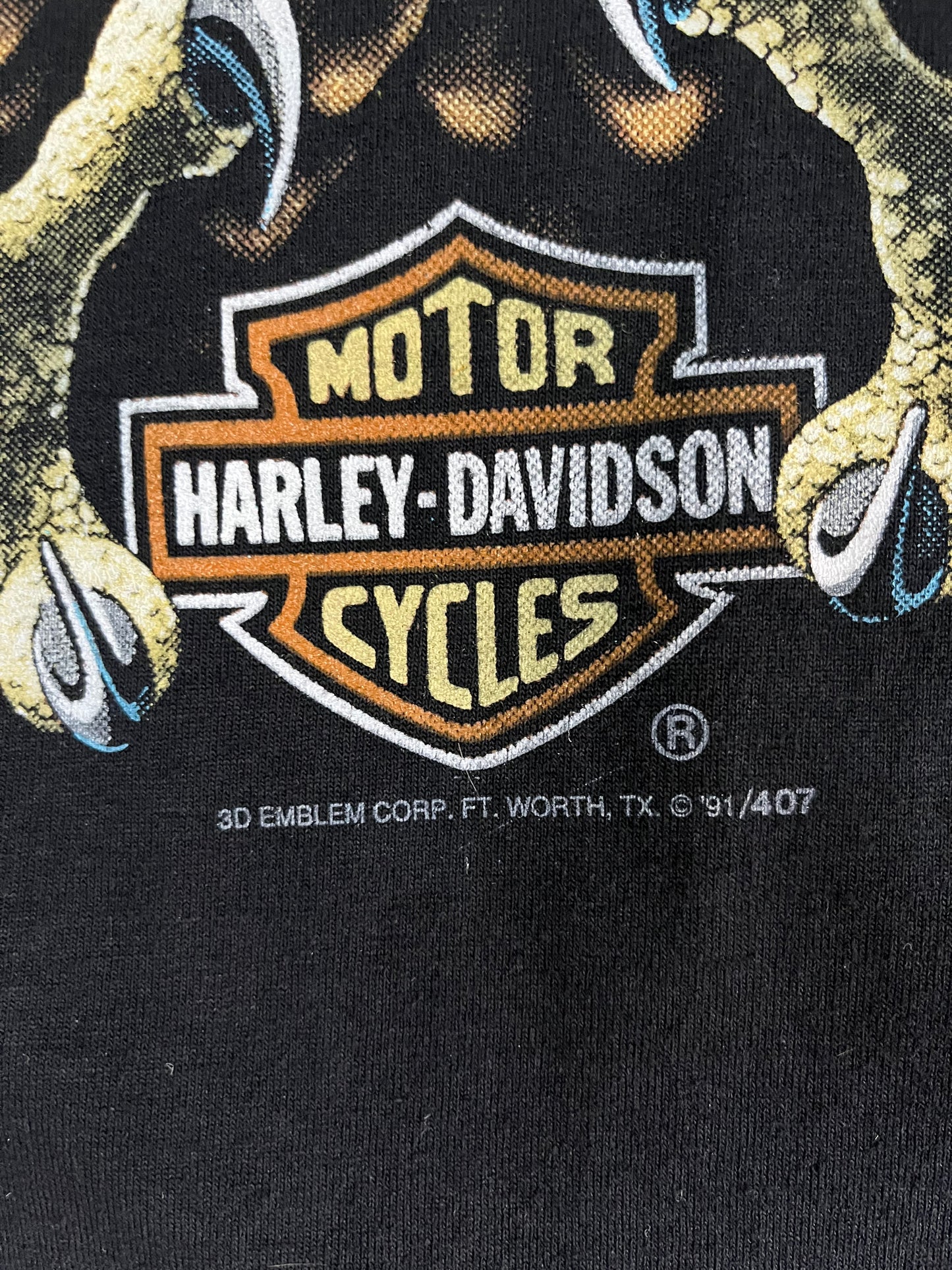 Harley Davidson Eagle 3D Emblem 1991 Vintage T-Shirt